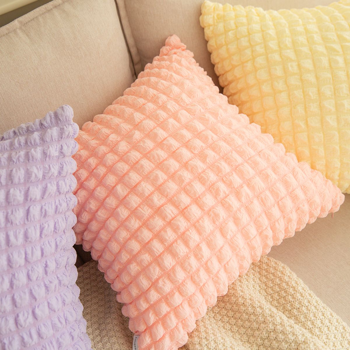 쿠션이야기(CUSHIONSTORY) 팝콘 쿠션 커버 밀크 화이트  45x45