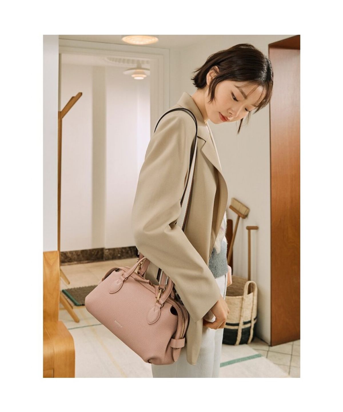 빈폴 액세서리(BEANPOLE ACCESSORY) 라비아 탑지퍼 스몰 토트백 - 라이트 핑크