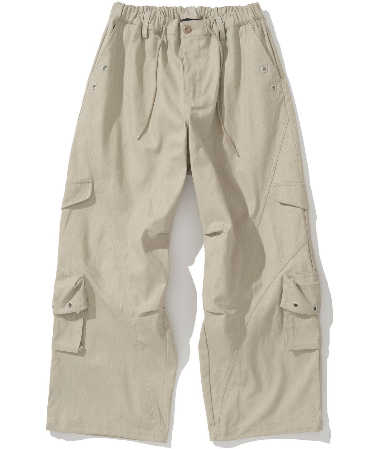 낫포너드(NOT4NERD) Twill Cotton Incision Cargo Pants - Beige