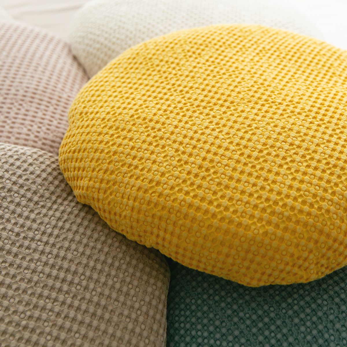 쿠션이야기(CUSHIONSTORY) 오드 카치온 모달 와플 원형 쿠션 커버 라이트 핑크