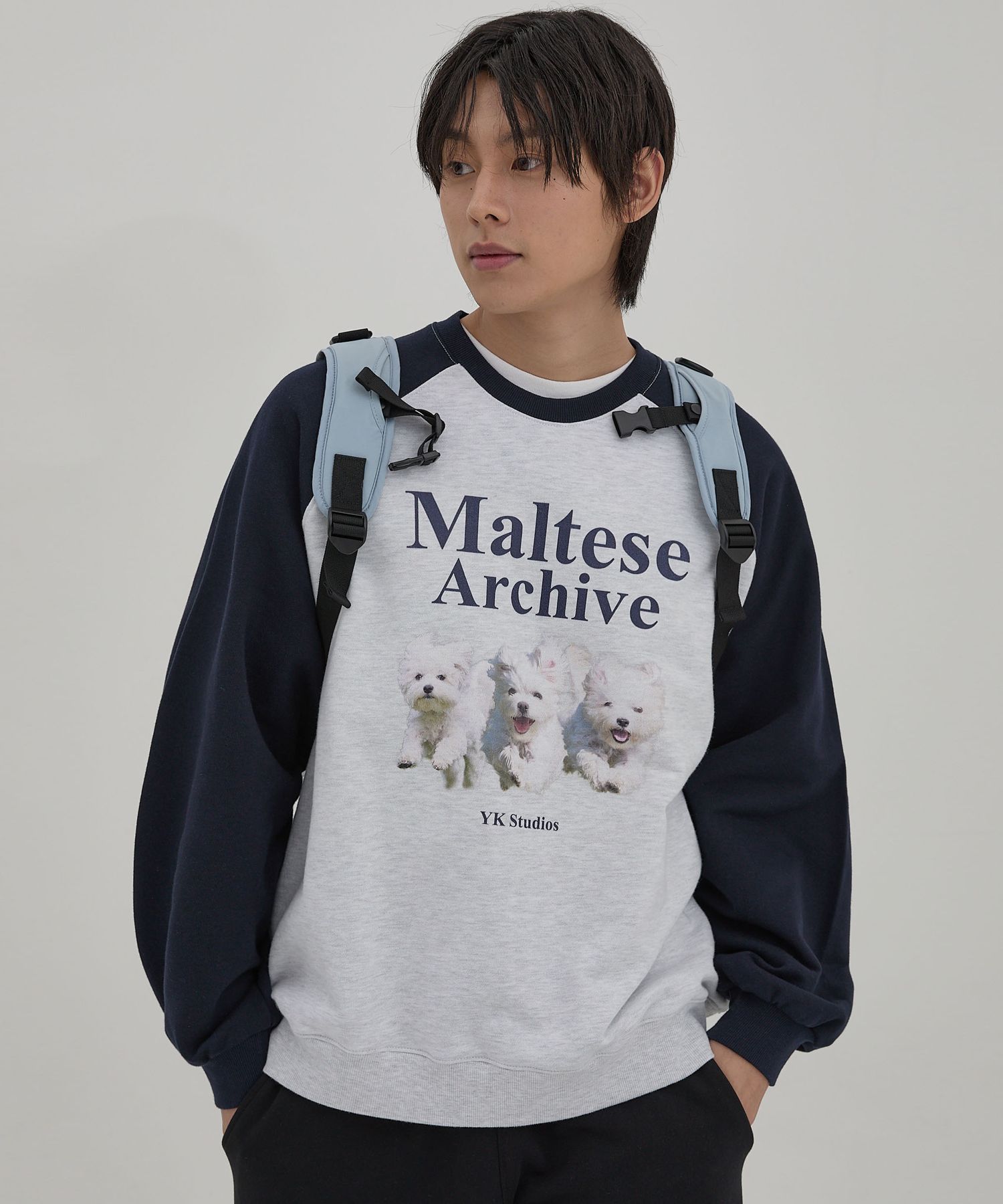 MUSINSA | WAI KEI Maltese Archive Raglan Man to Man Melange