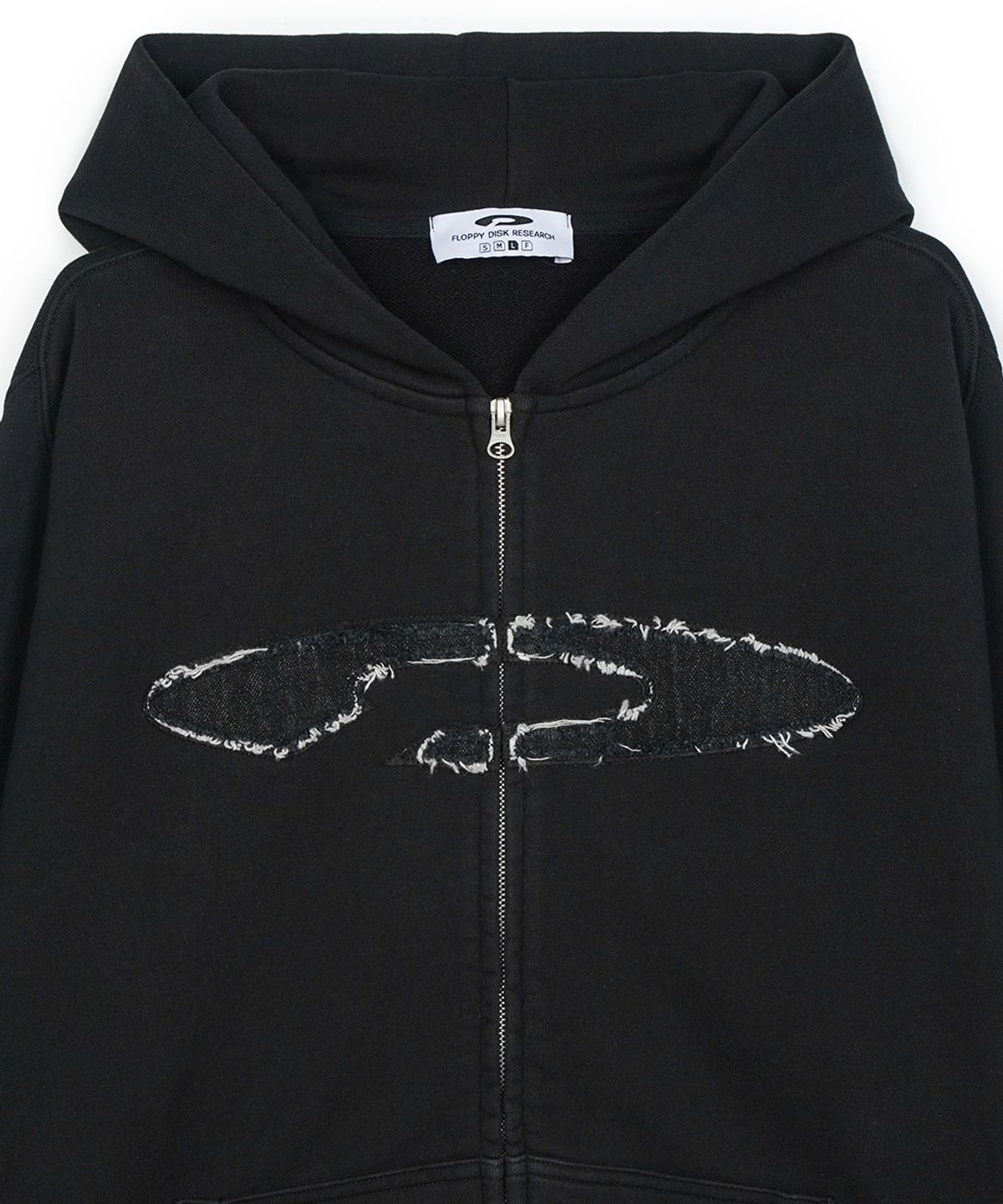 에프디알(FDR) Disk Logo Denim Applique Zip-Up Black