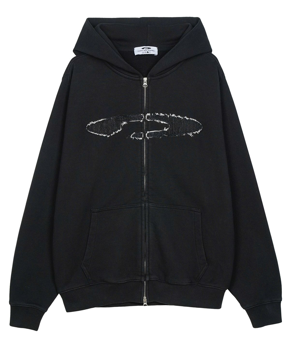 에프디알(FDR) Disk Logo Denim Applique Zip-Up Black