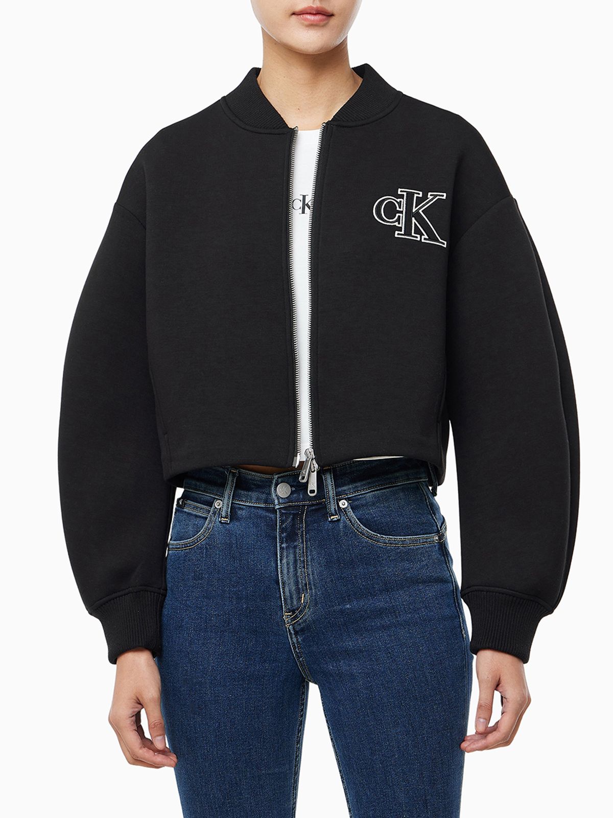 캘빈클라인 진(CALVIN KLEIN JEANS) 여성 오버사이즈 스쿠바 집 보머 자켓 47AB508 UB1