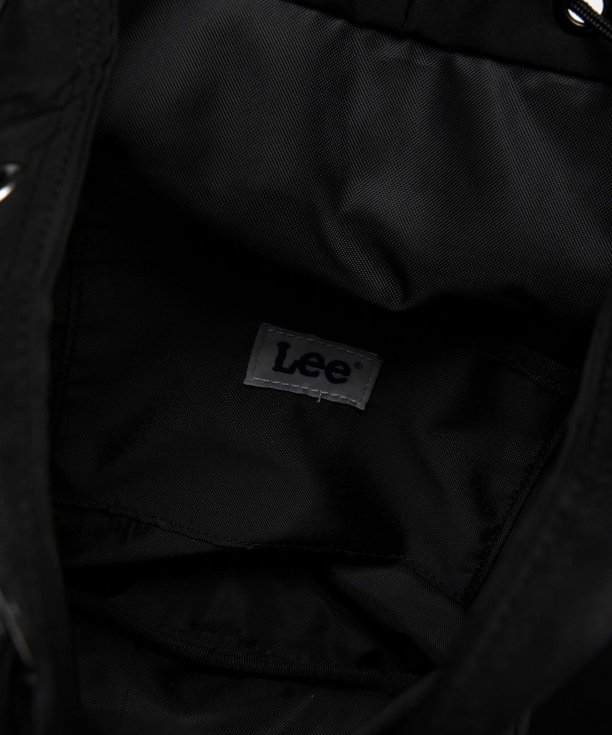 리(LEE) 레더 스트랩 미니 나일론 백팩 블랙