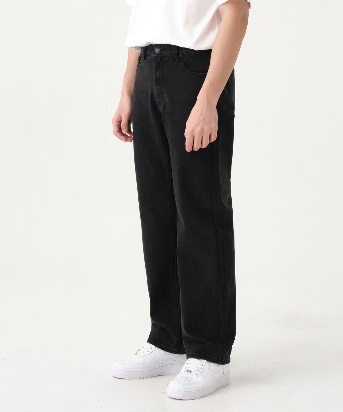아크시(ACSHI) 데일리 세미 와이드 데님 팬츠(흑청)