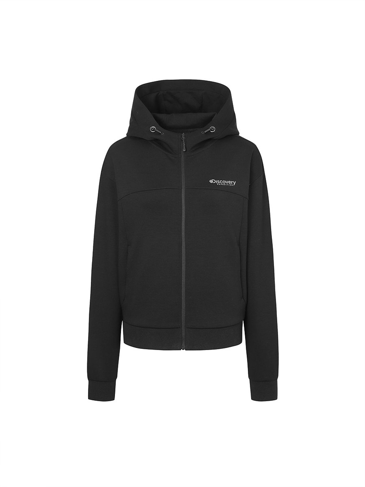 디스커버리 익스페디션(DISCOVERY EXPEDITION) 니트 에센셜 여성 트레이닝 크롭 자켓 (BLACK)