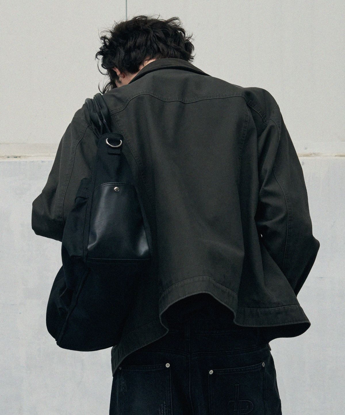 레더리(LEATHERY) 버클드 코튼 크로스 토트백 [BLACK]
