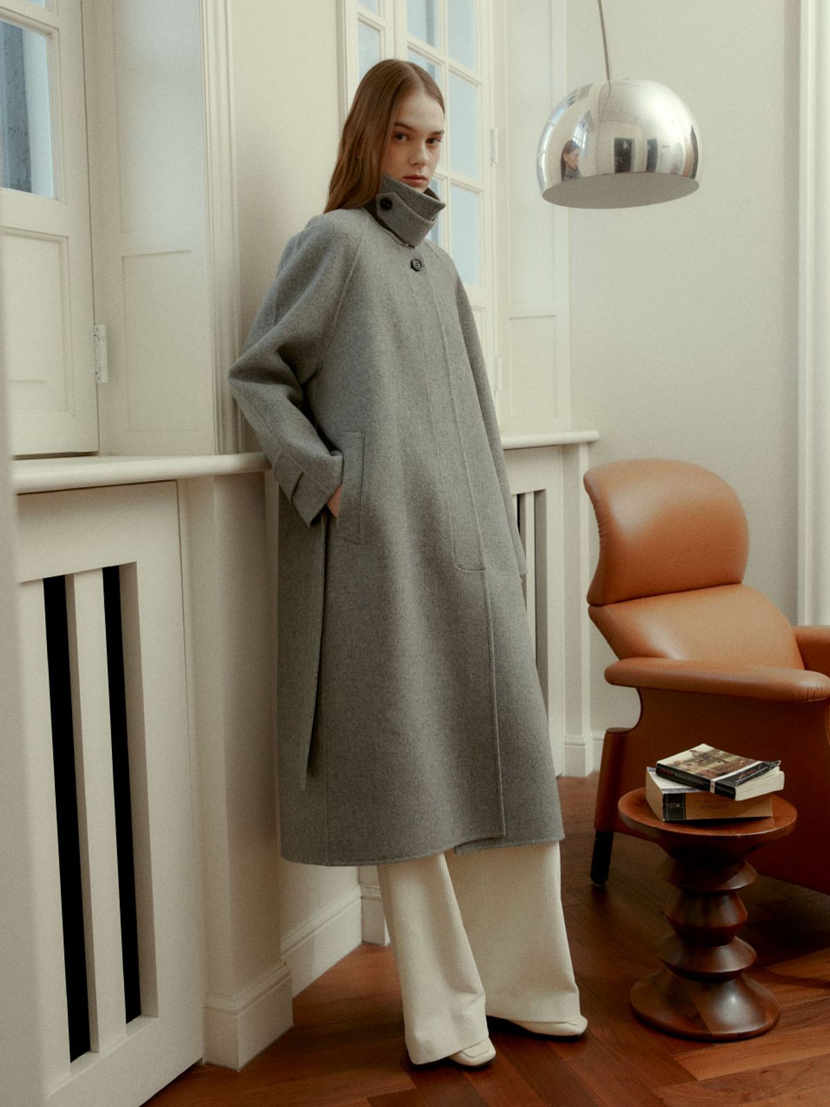뮤제(MUSEE) NU BERN Classic Merino Wool Handmade Balmacaan Coat_Melange Gray