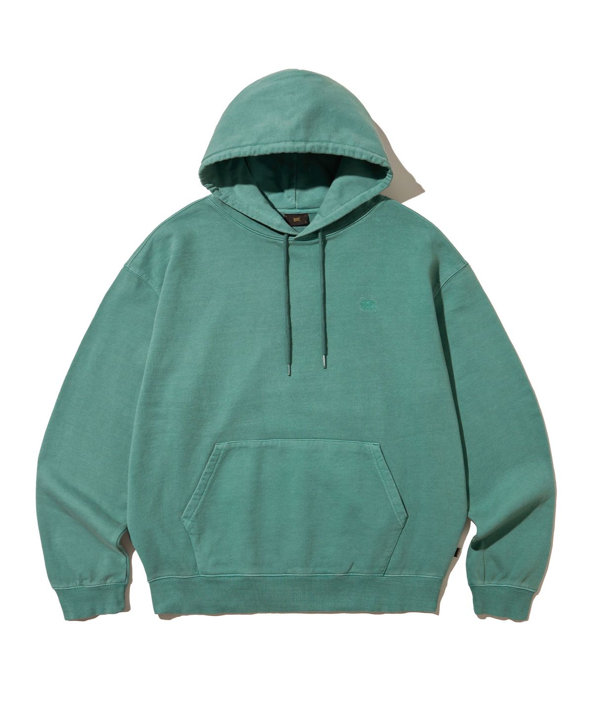 브라운브레스(BROWNBREATH) PIGMENT TAG HOODIE - BLUE GREEN