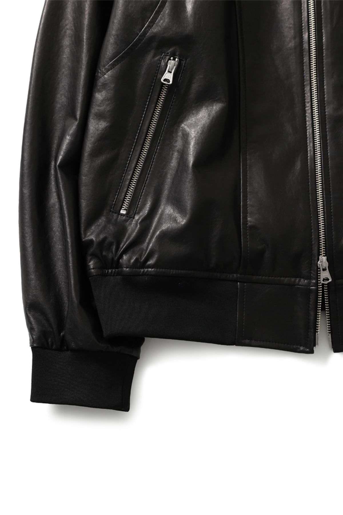 홀리선(HORLISUN) Capital Leather Zip up Jacket Black