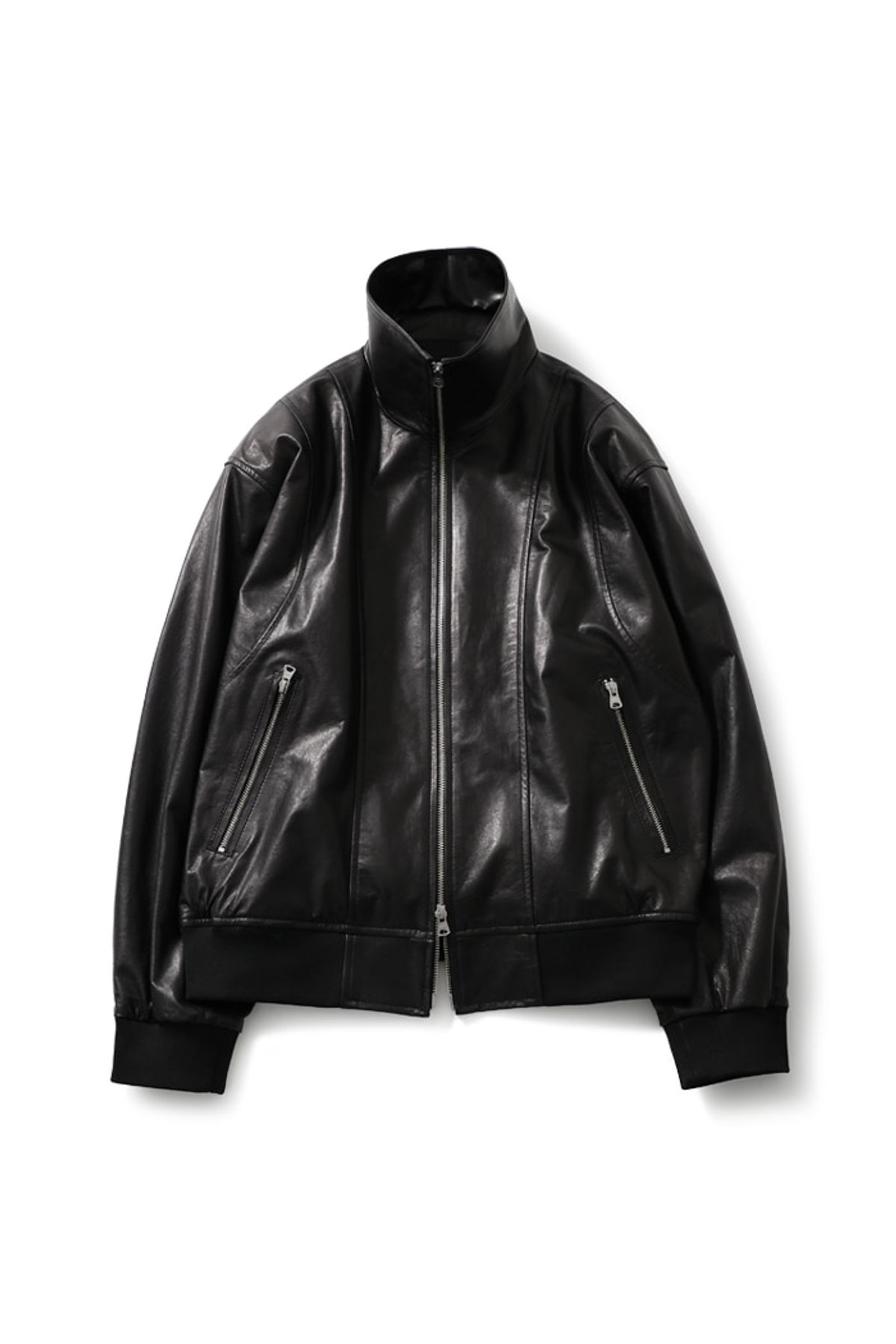 홀리선(HORLISUN) Capital Leather Zip up Jacket Black