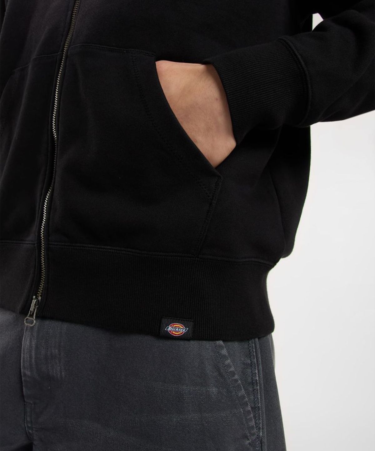 디키즈(DICKIES) 워시드 스네이크 후드 집업 Black