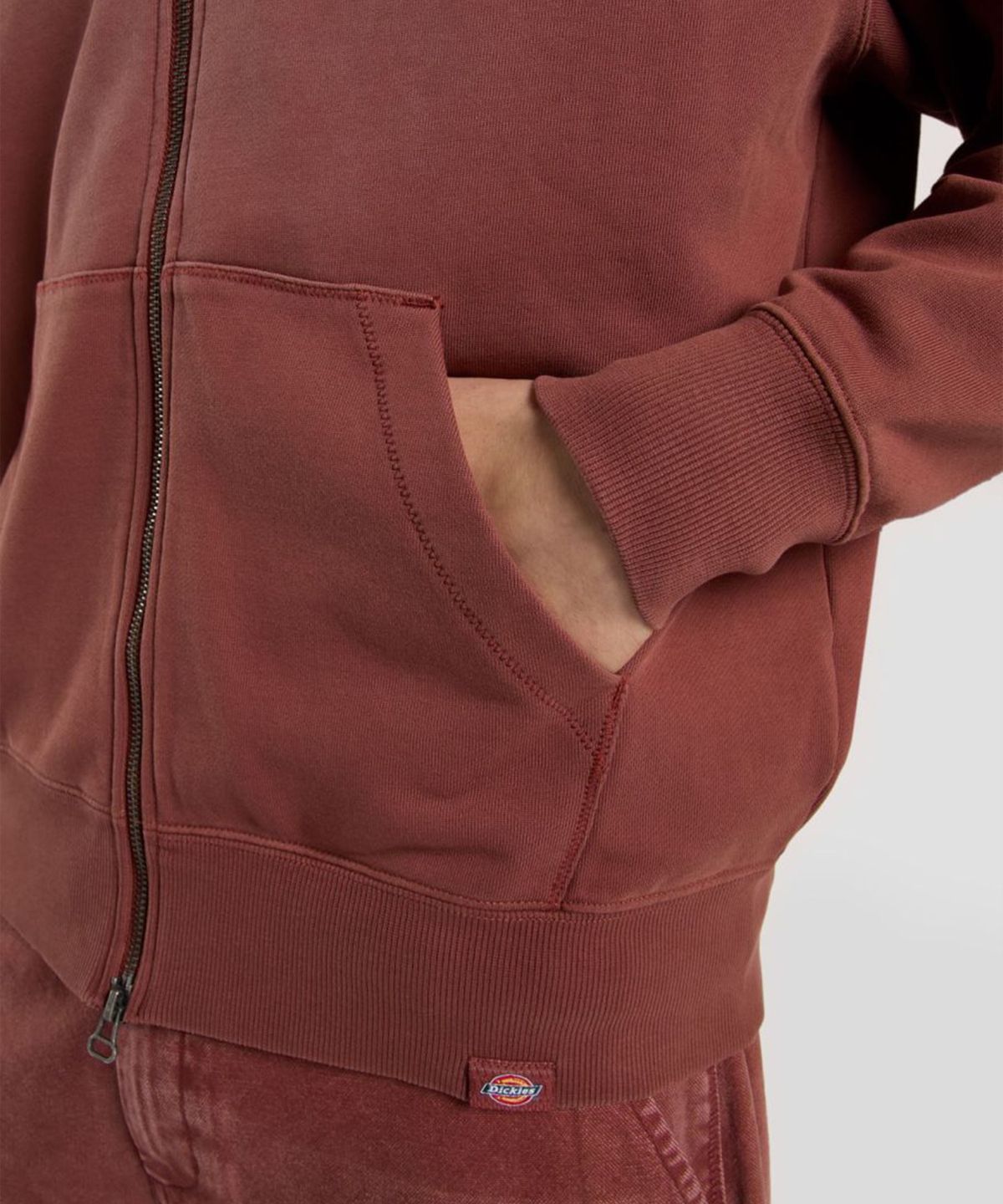 디키즈(DICKIES) 워시드 스네이크 후드 집업 Mahogany