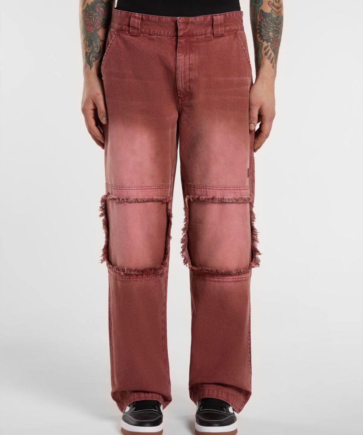 디키즈(DICKIES) 워시드 스네이크 더블니 팬츠 Mahogany