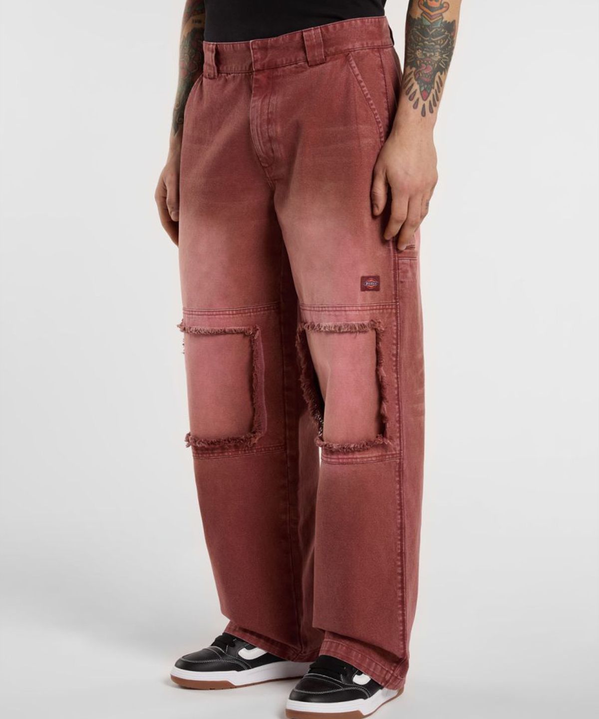 디키즈(DICKIES) 워시드 스네이크 더블니 팬츠 Mahogany