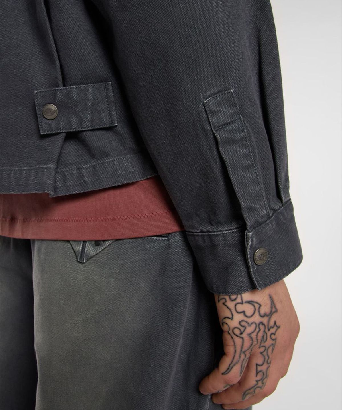 디키즈(DICKIES) 워시드 스네이크 아이젠하워 재킷 Black