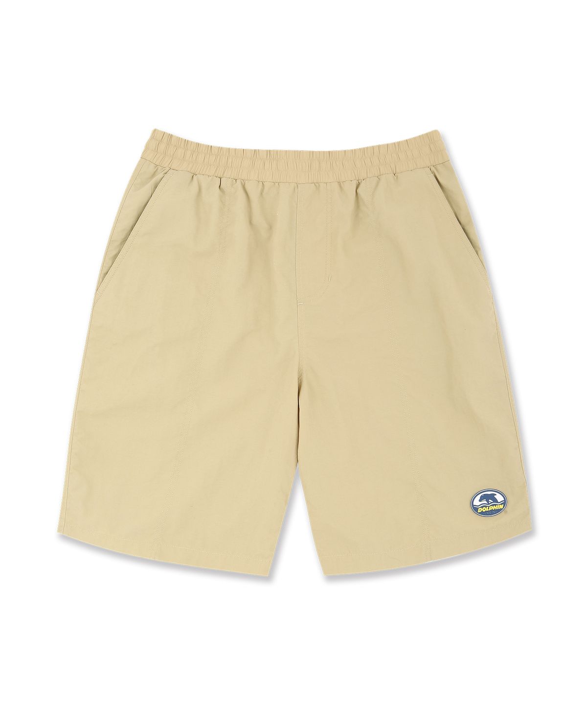 돌핀웨이브어패럴(DOLPHIN WAVE APPAREL) 돌핀 실리콘와펜 루즈핏 타슬란 반바지 베이지