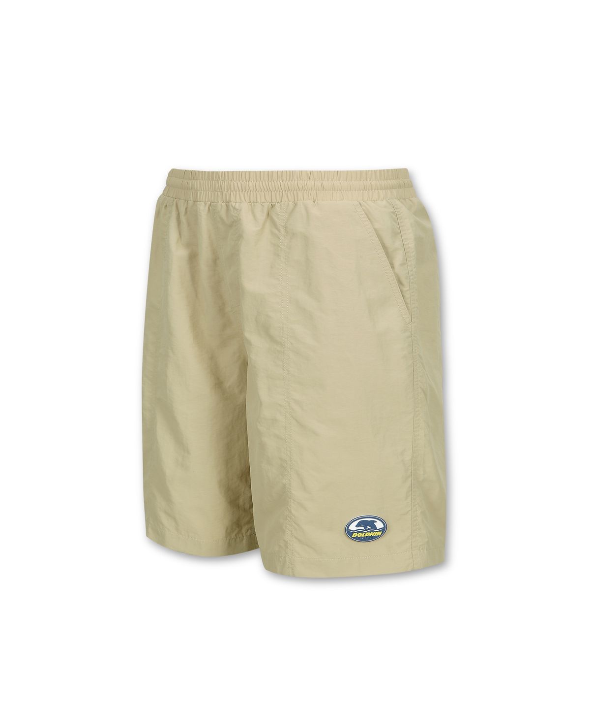 돌핀웨이브어패럴(DOLPHIN WAVE APPAREL) 돌핀 실리콘와펜 루즈핏 타슬란 반바지 베이지