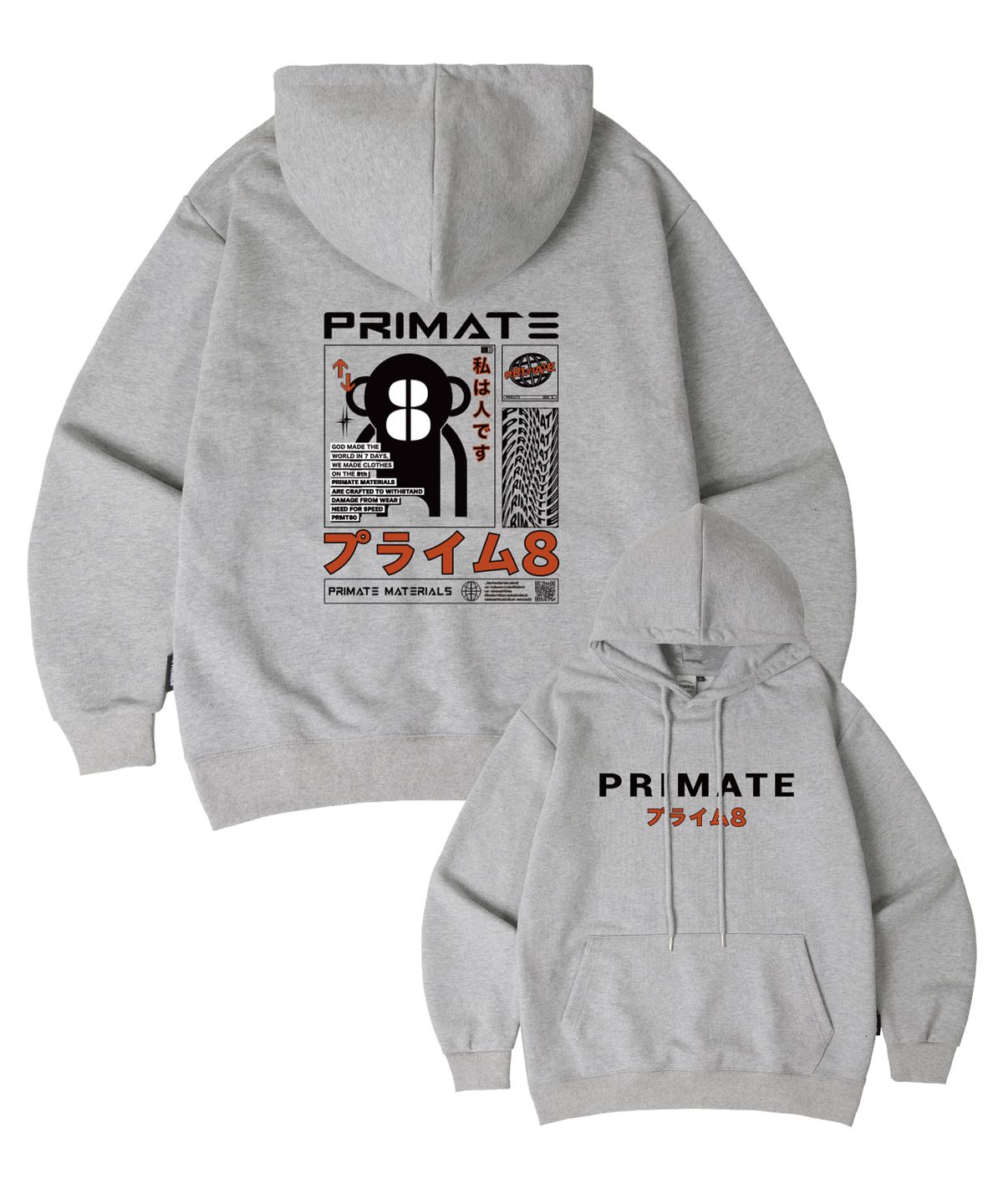 프라임에이트(PRIMATE) [기모/NO기모] WUKONG 오버핏 후드 티셔츠 8 COLORS