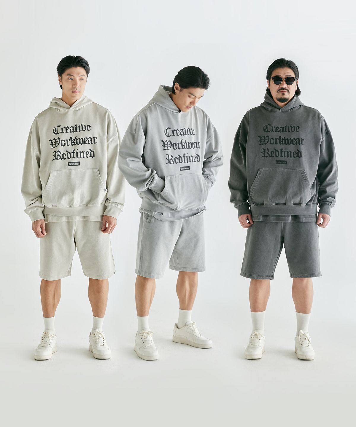 부붐(BOOVOOM) [빅사이즈]스템프 가먼트다잉 오버핏 후디