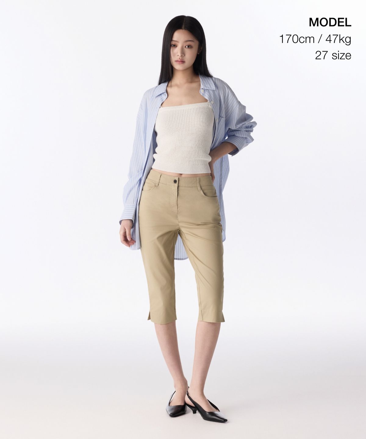 무신사 스탠다드 우먼(MUSINSA STANDARD WOMAN) 우먼즈 코튼 카프리 팬츠 [베이지]