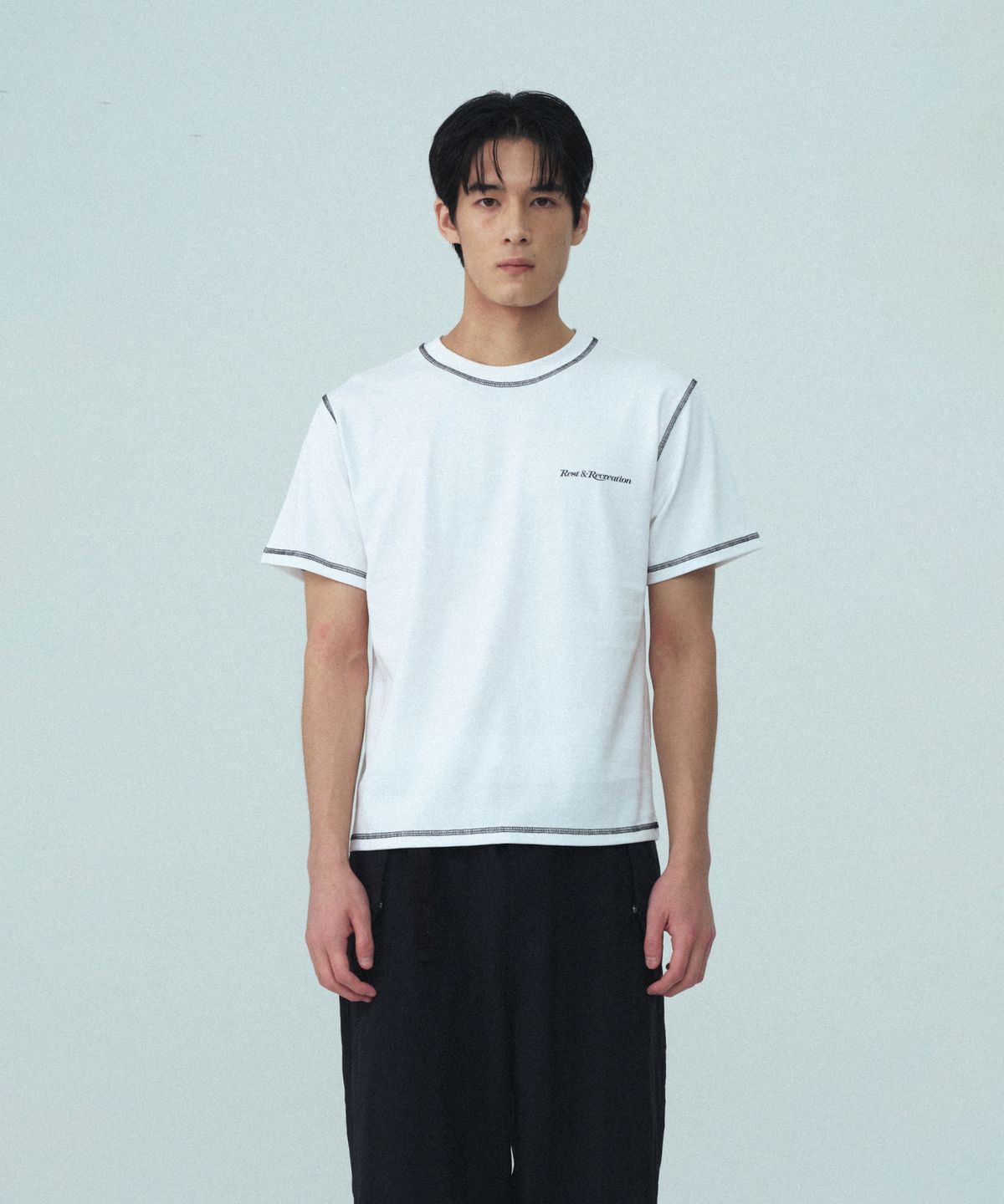 레스트앤레크레이션(REST&RECREATION) COLOR STITCH T-SHIRT - WHITE