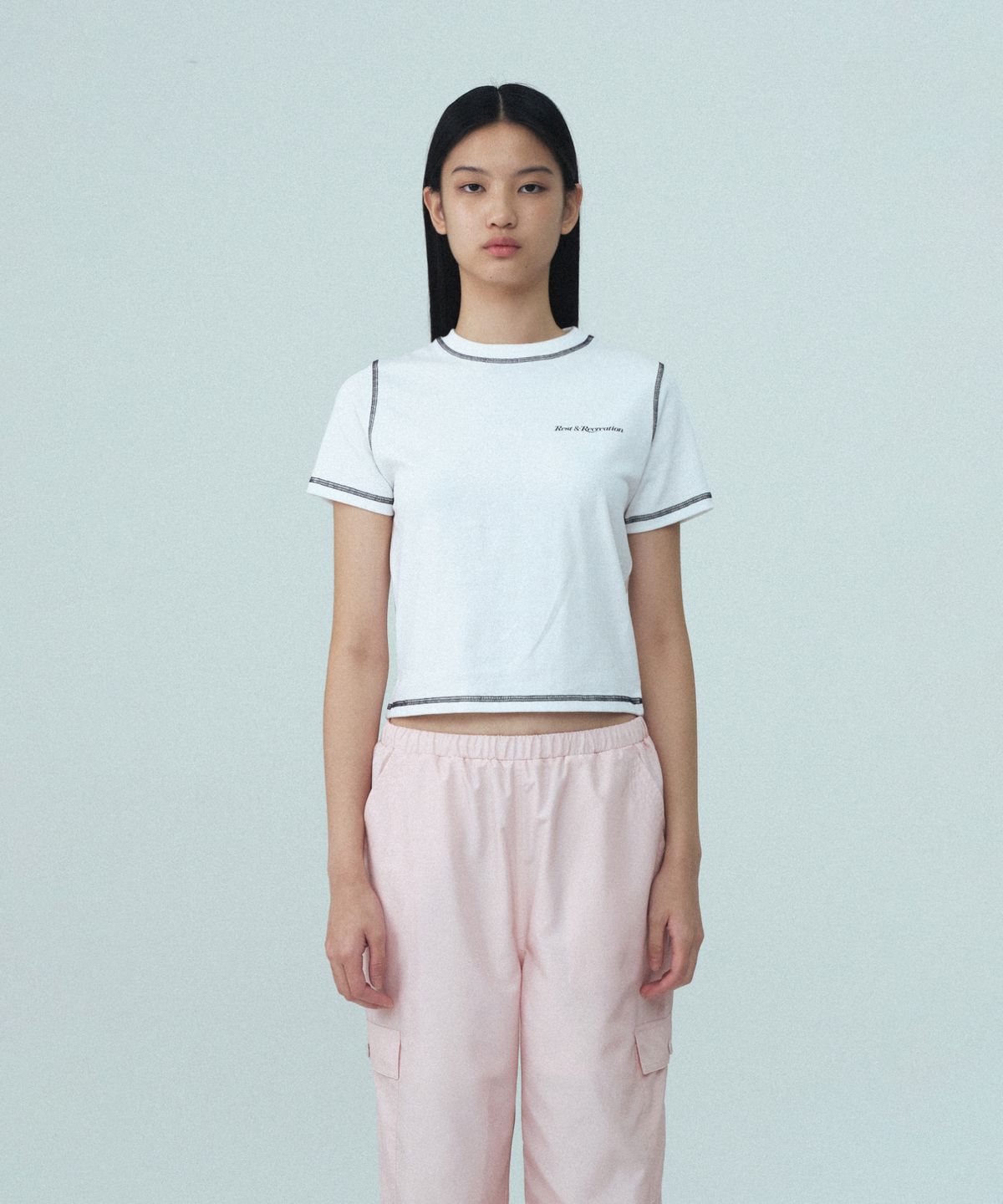 레스트앤레크레이션(REST&RECREATION) COLOR STITCH T-SHIRT - WHITE