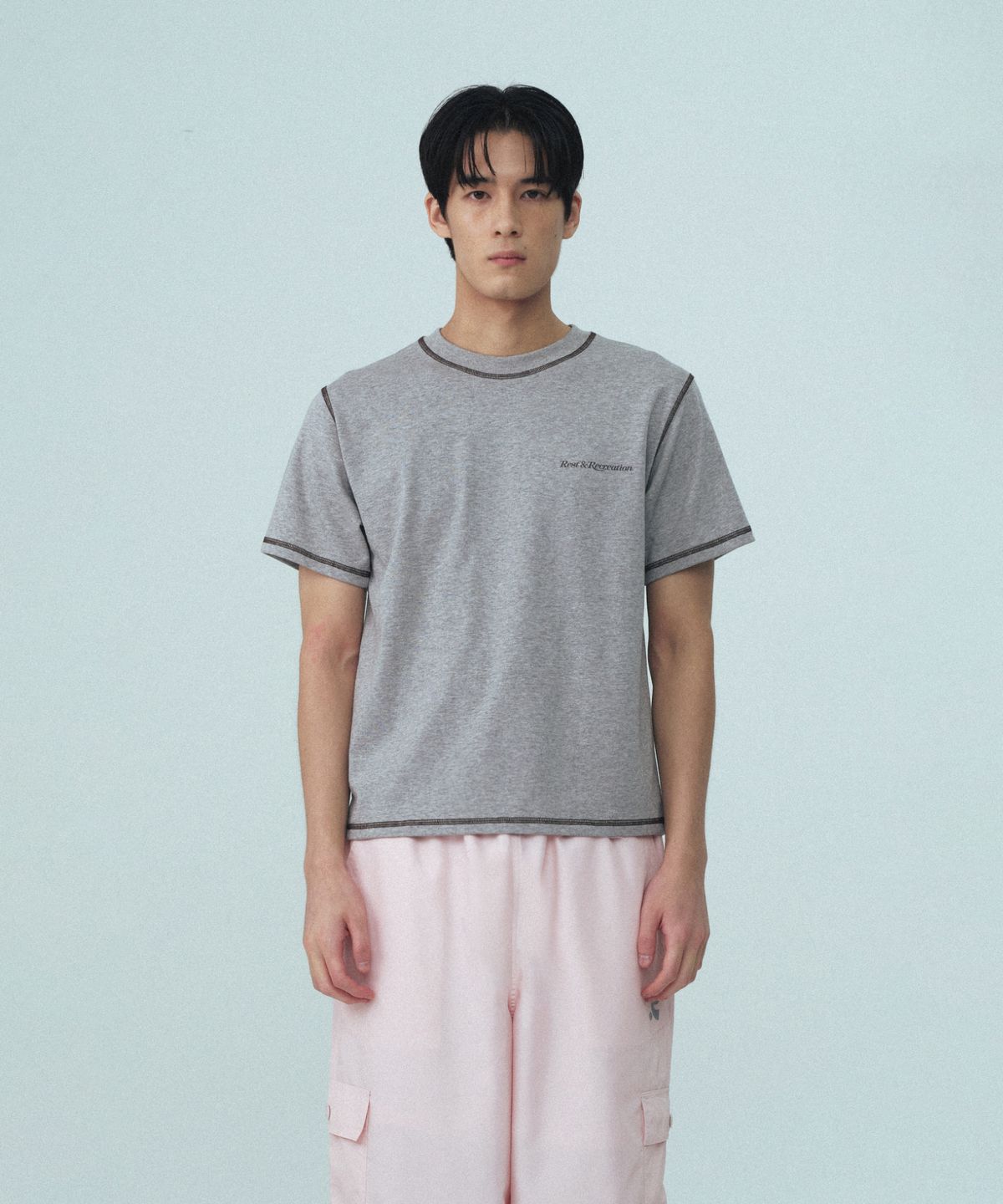 레스트앤레크레이션(REST&RECREATION) COLOR STITCH T-SHIRT - GREY