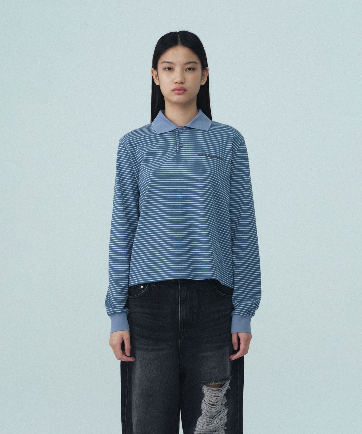 레스트앤레크레이션(REST&RECREATION) STRIPE PK T-SHIRT - BLUE