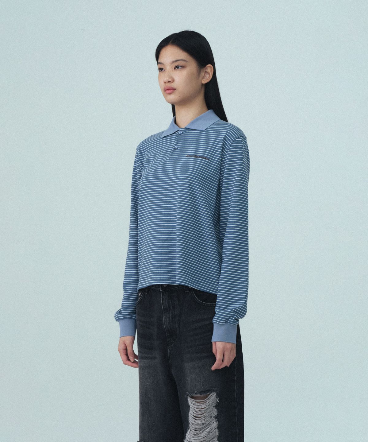 레스트앤레크레이션(REST&RECREATION) STRIPE PK T-SHIRT - BLUE