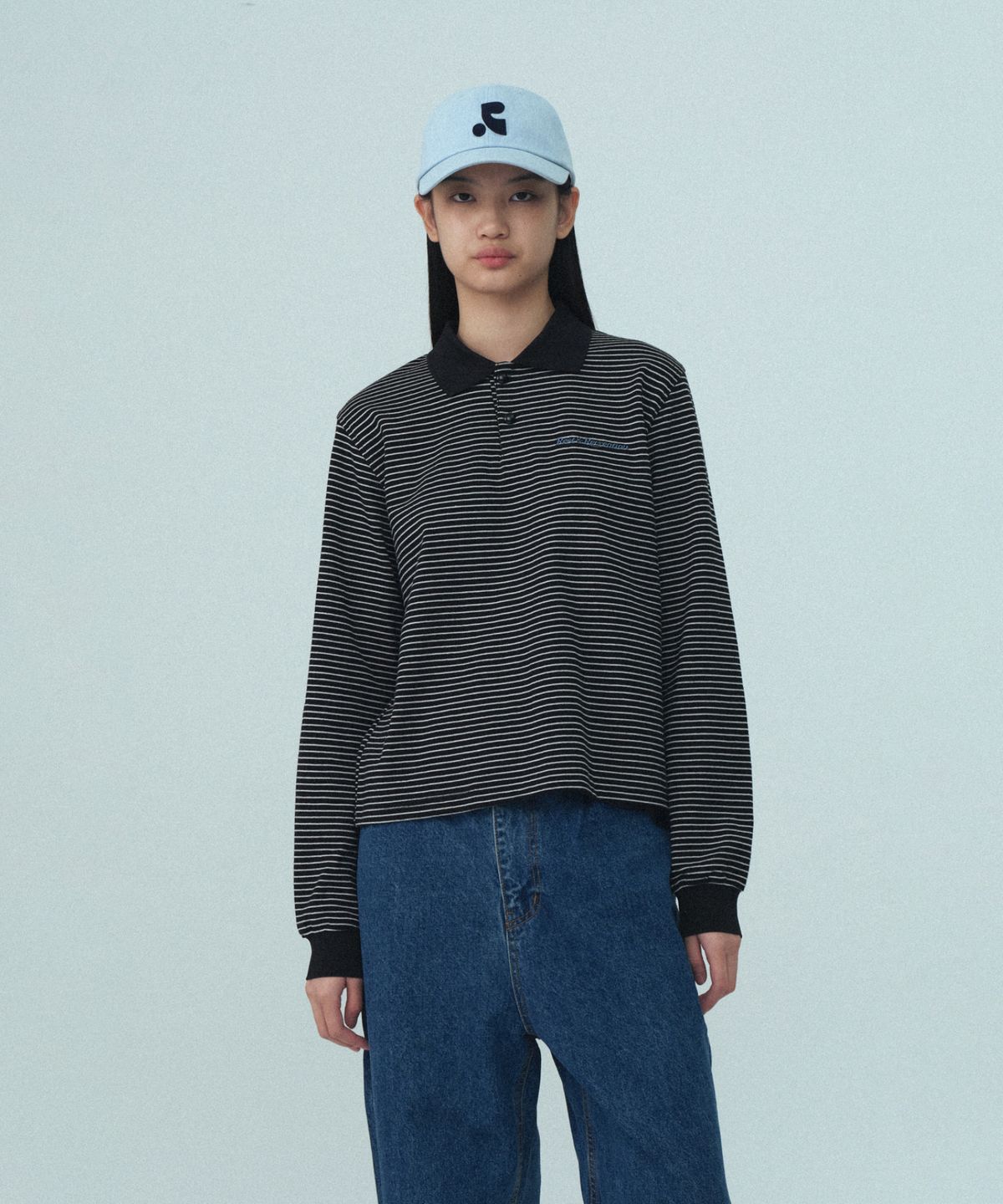 레스트앤레크레이션(REST&RECREATION) STRIPE PK T-SHIRT - BLACK