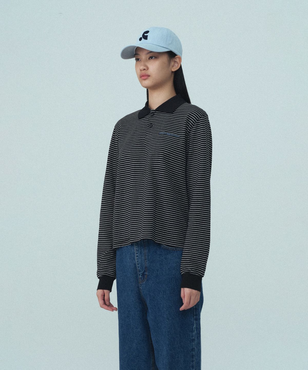레스트앤레크레이션(REST&RECREATION) STRIPE PK T-SHIRT - BLACK