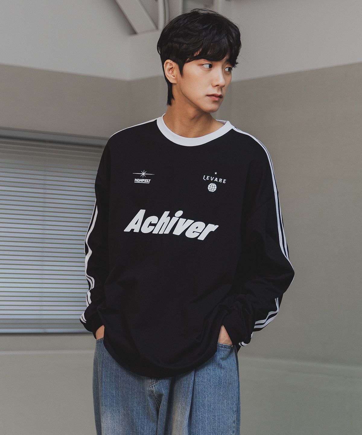 앨빈클로(ALVINCLO) ACHIVER 트랙 오버핏 긴팔티 AVT932 (2 COLOR)