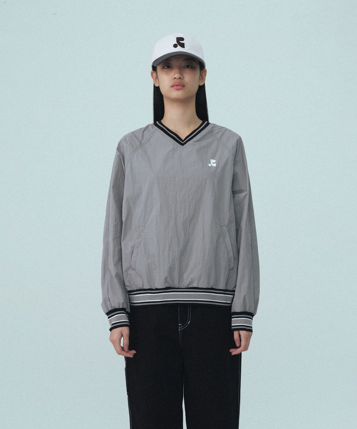 레스트앤레크레이션(REST&RECREATION) V-NECK WIND SHIRT - GREY