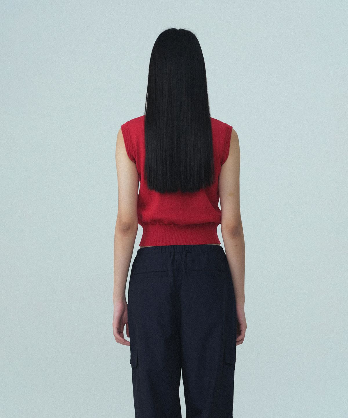 레스트앤레크레이션(REST&RECREATION) DOUBLE LINE KNIT VEST - RED