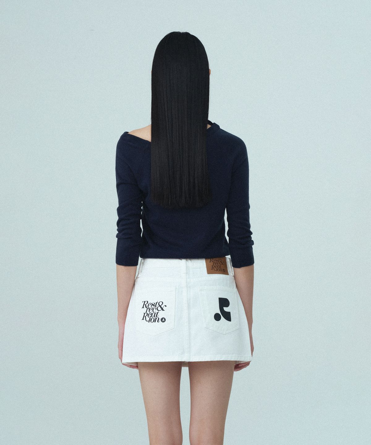 레스트앤레크레이션(REST&RECREATION) ONE-SHOULDER KNIT TOP - NAVY