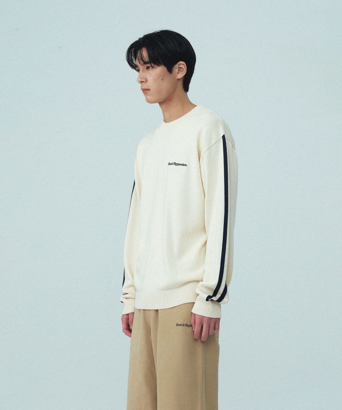 레스트앤레크레이션(REST&RECREATION) COLORATION CREW NECK KNIT - CREAM
