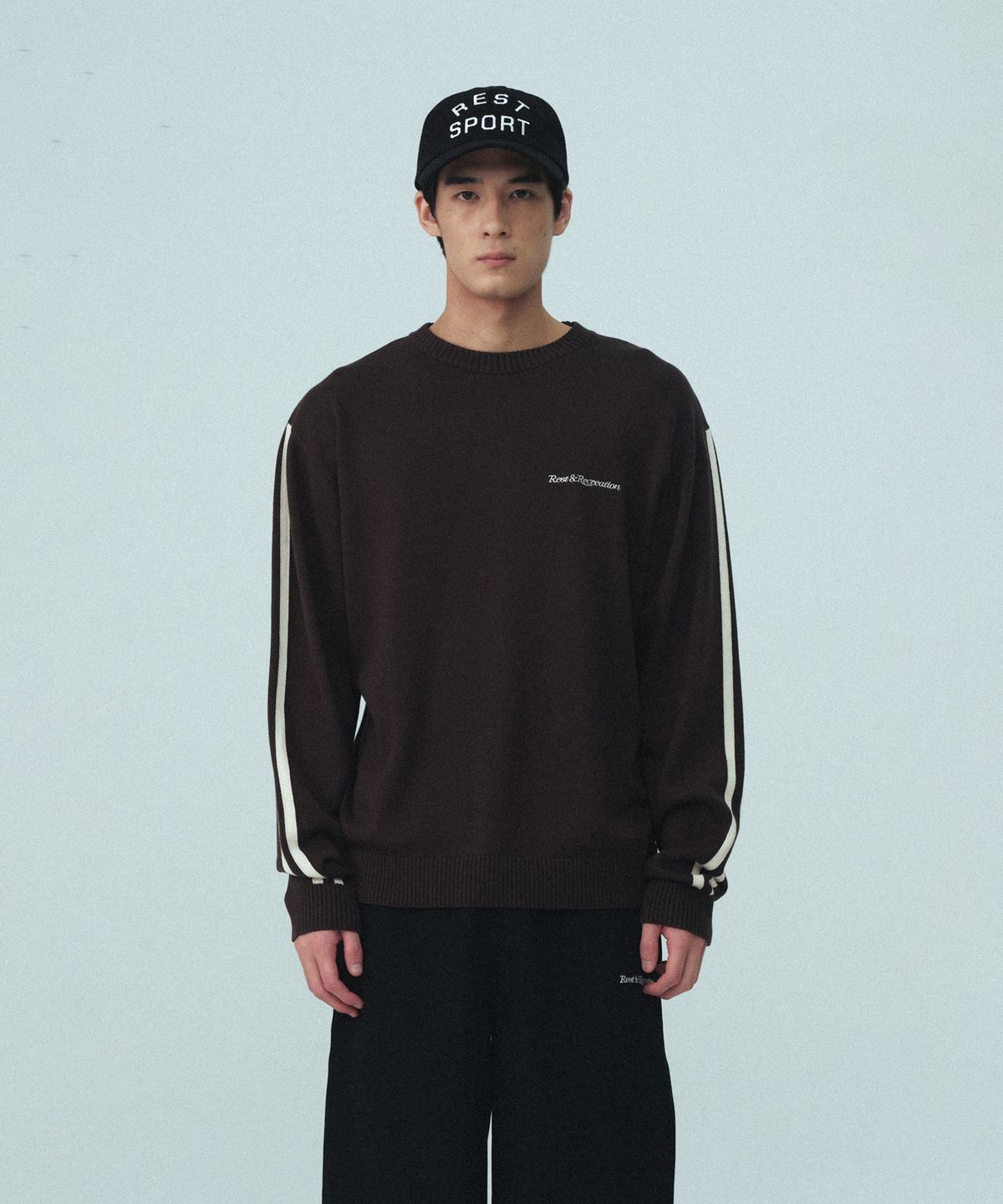 레스트앤레크레이션(REST&RECREATION) COLORATION CREW NECK KNIT - BROWN