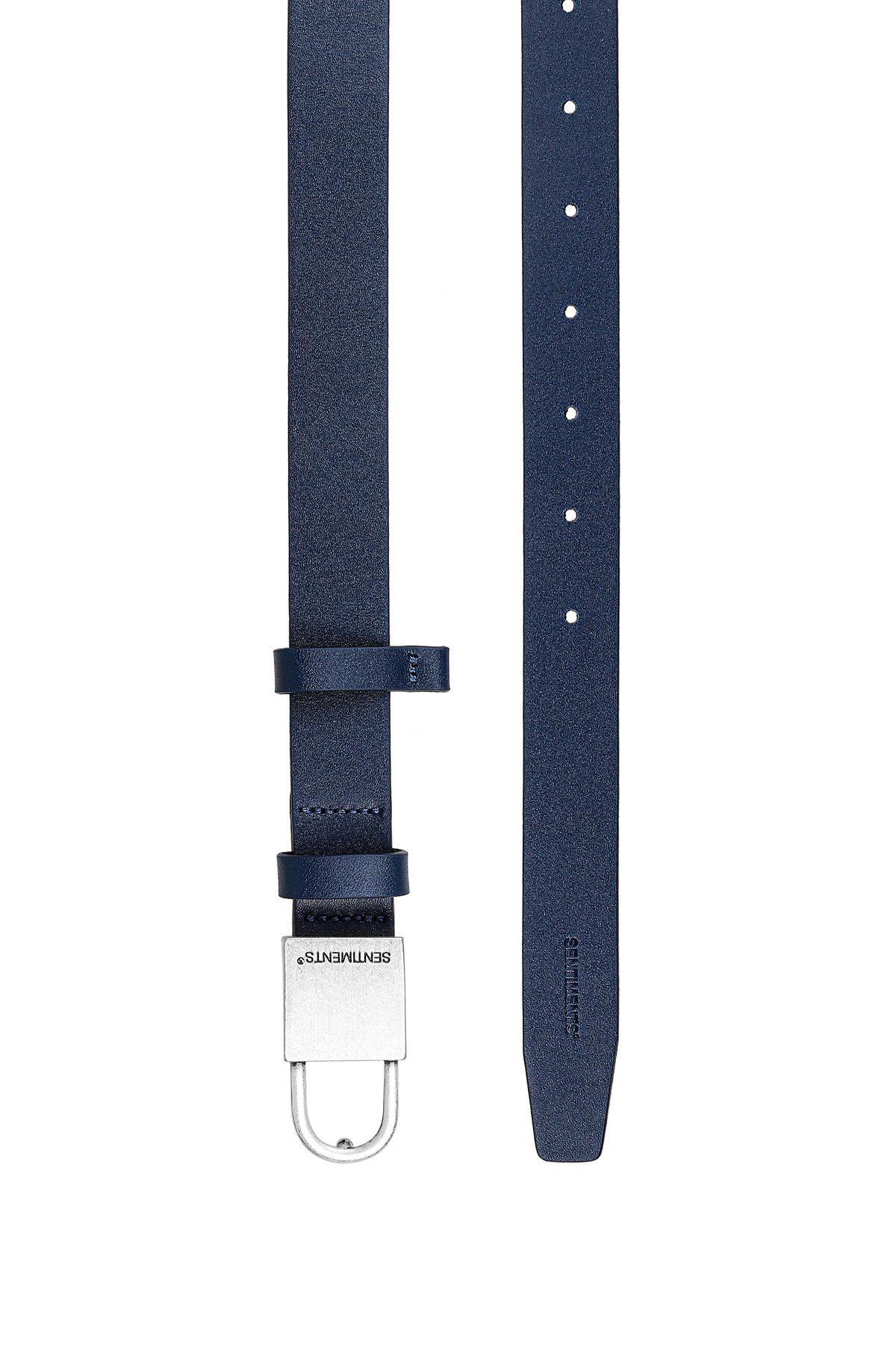 센티멍(SENTIMENTS) NO.579 [NAVY] SILVER LOCK BUCKLE LEATHER BELT