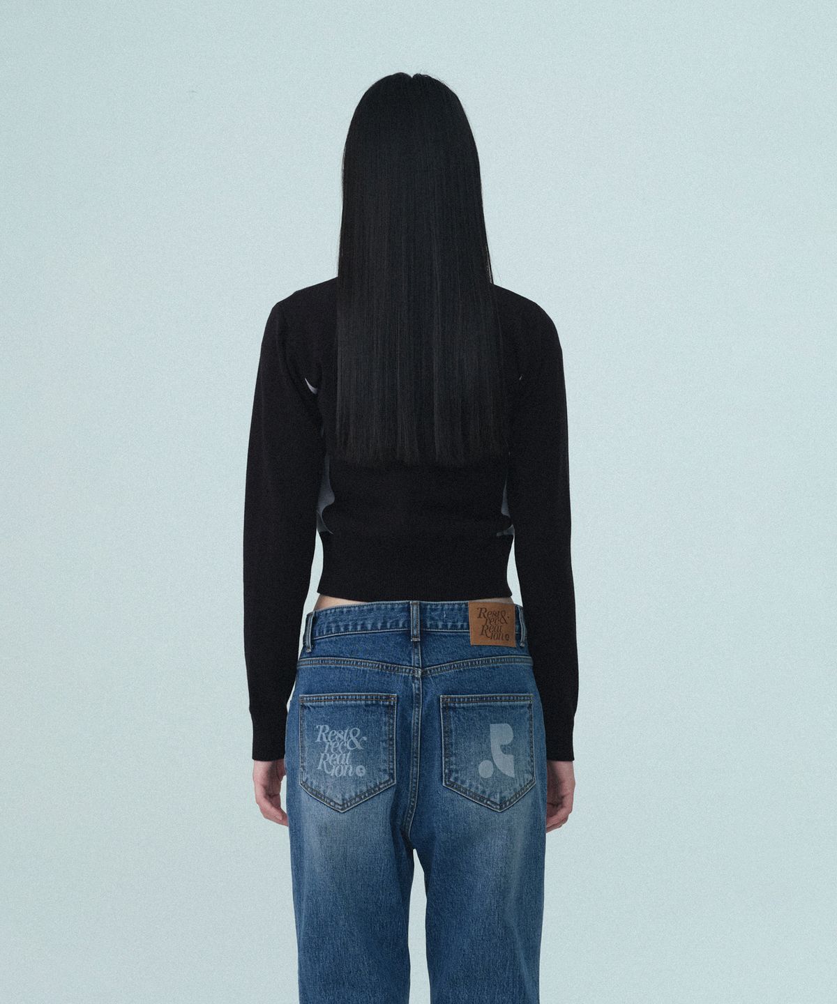 레스트앤레크레이션(REST&RECREATION) ROUND NECK KNIT ZIP-UP - BLACK
