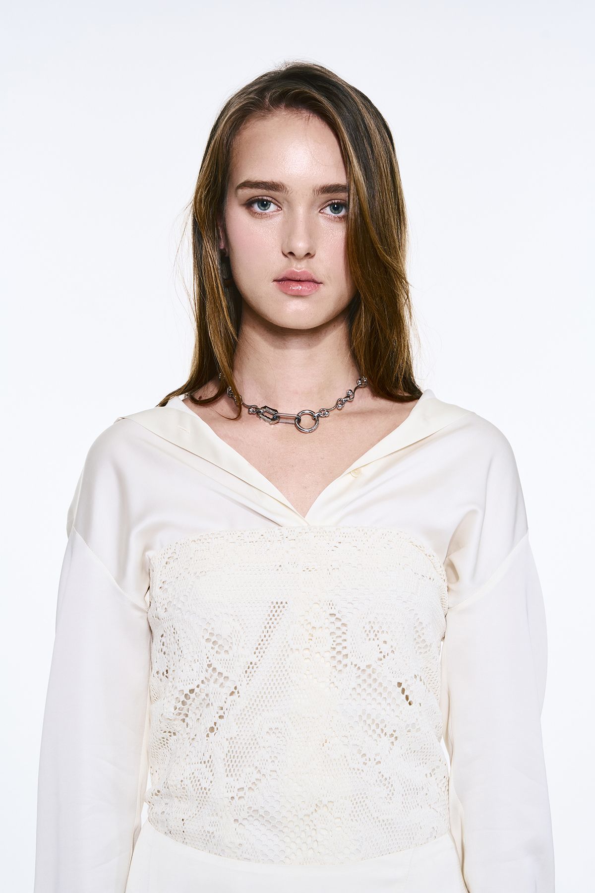 센티멍(SENTIMENTS) NO.597 [SILVER] WAVE TWO HOLD BALL NECKLACE