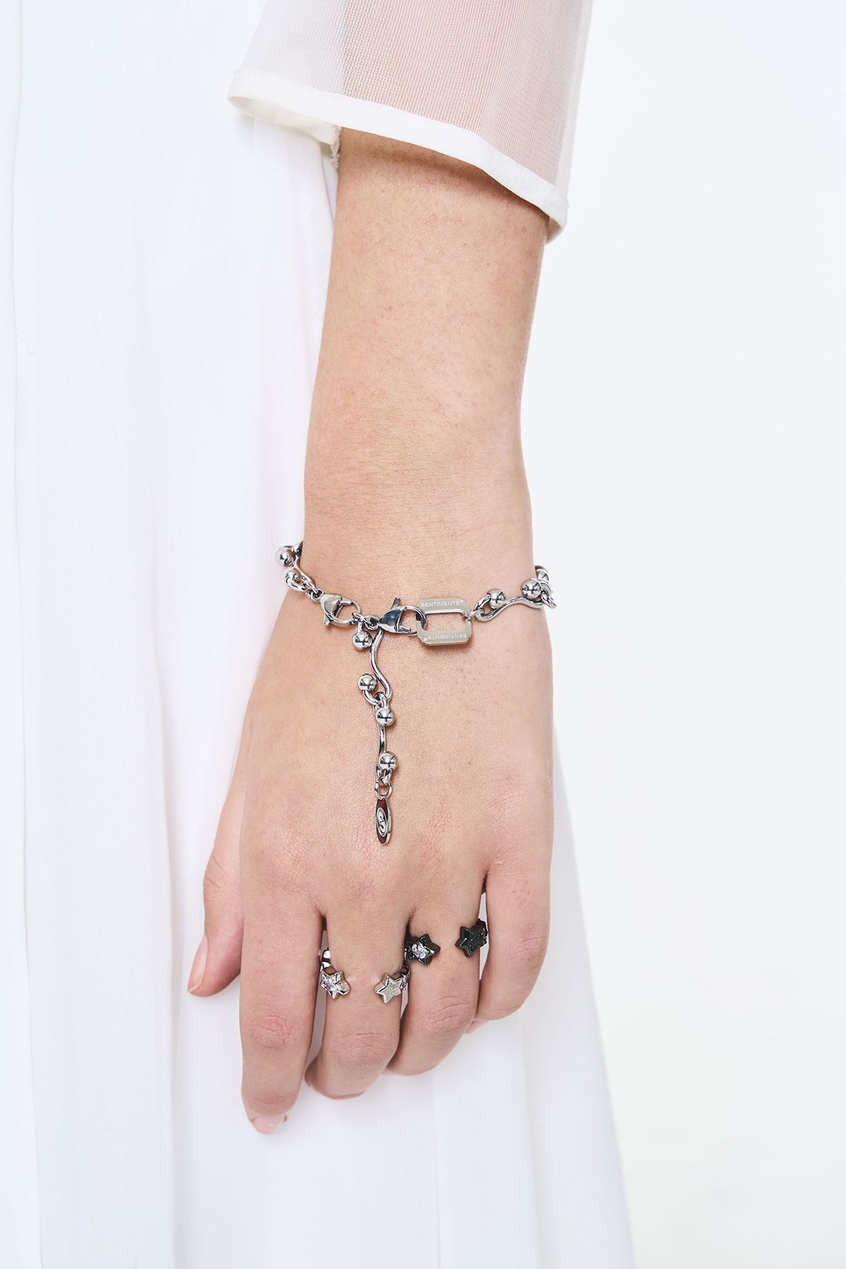 센티멍(SENTIMENTS) NO.598 [SILVER] WAVE TWO HOLD BALL BRACELET