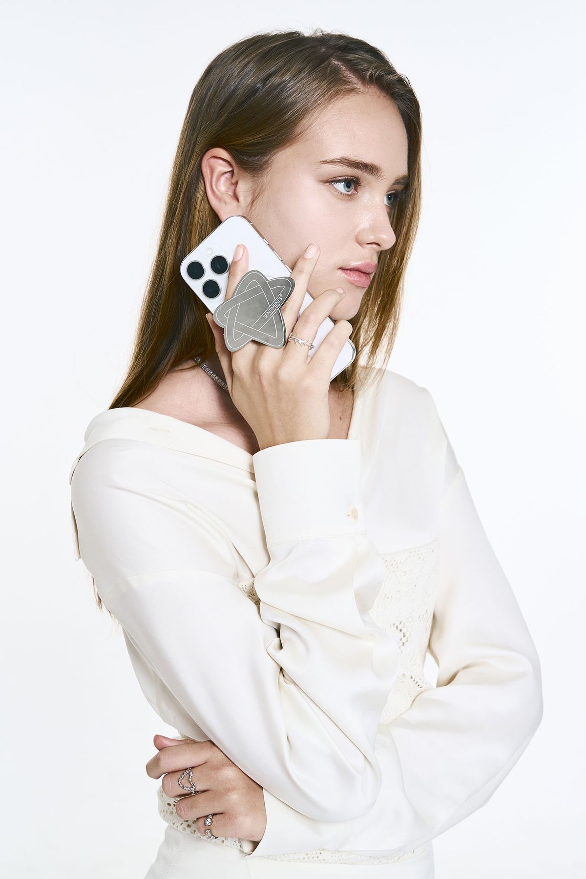 센티멍(SENTIMENTS) NO.601 [SILVER] STAR MIRROR PHONE GRIP