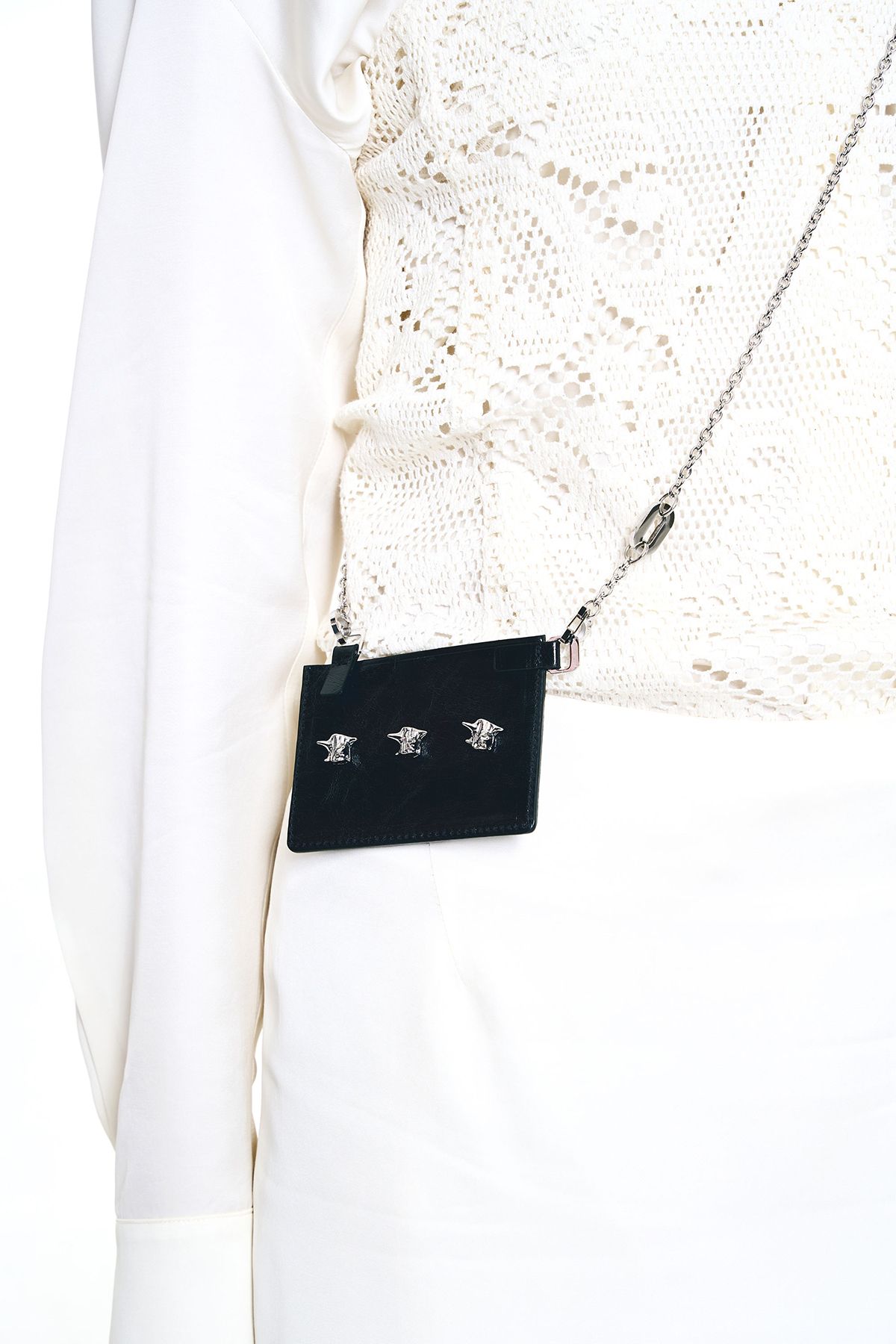 센티멍(SENTIMENTS) NO.629 [SILVER] SPIKY LEATHER CARD WALLET