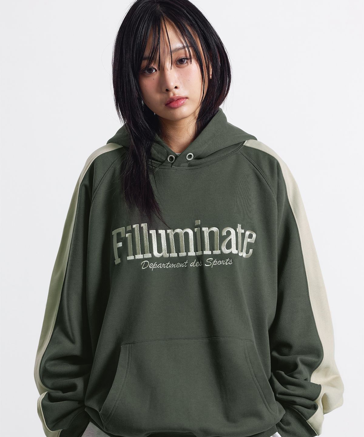 필루미네이트(FILLUMINATE) 스포츠 블럭 후디-차콜