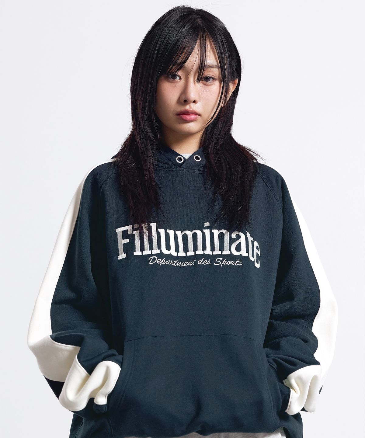 필루미네이트(FILLUMINATE) 스포츠 블럭 후디-네이비
