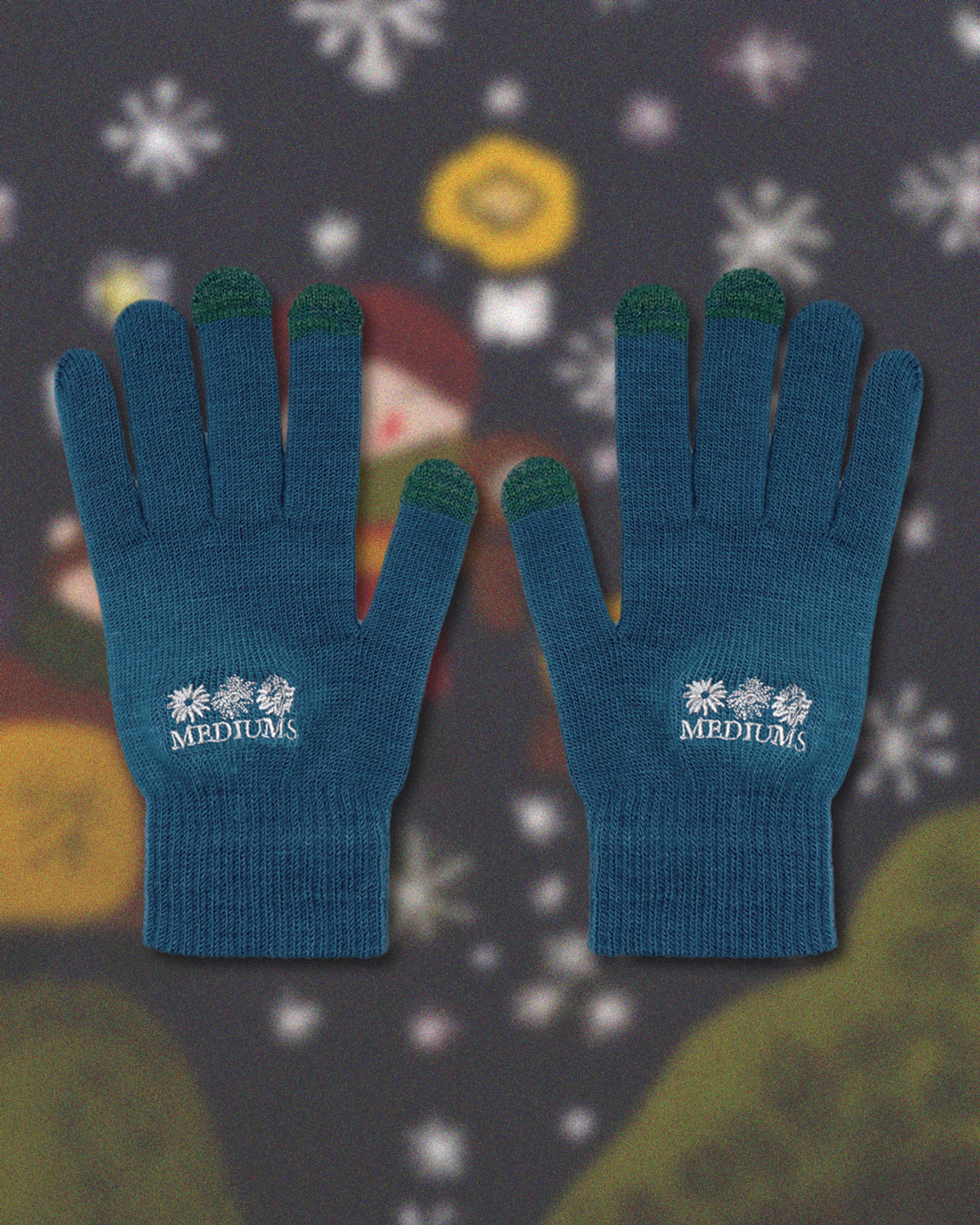 미디엄스(MEDIUMS) Sunflower Logo Gloves - Teal (해바라기 로고 장갑)