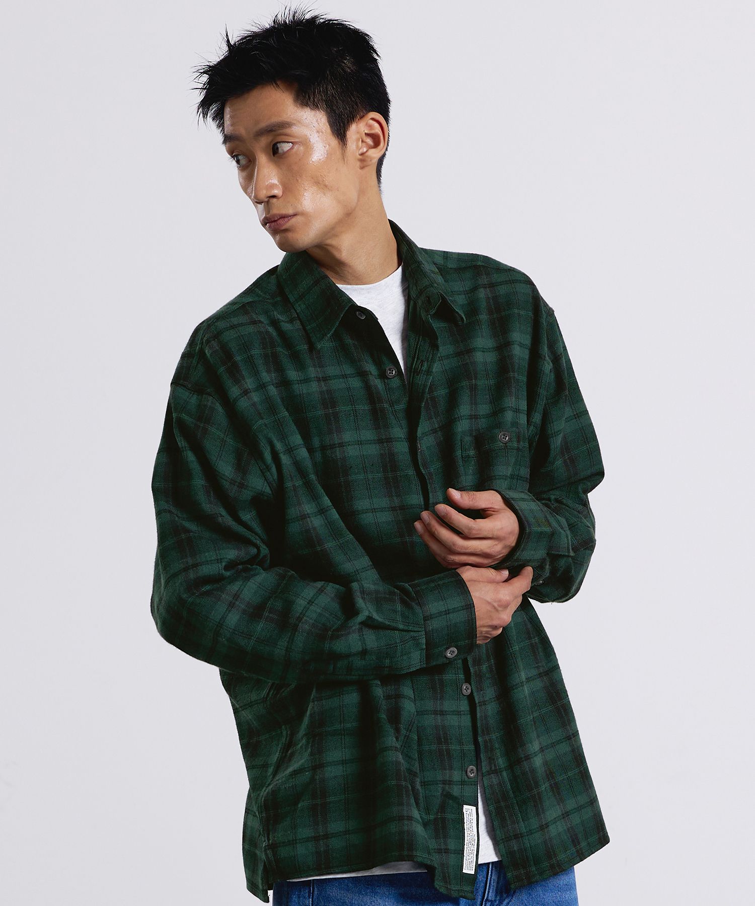 ☆F.ILLUMINATE☆ Overfit flannel check shirt green MUSINSA | FILLUMINATE Overfit flannel check shirt-green