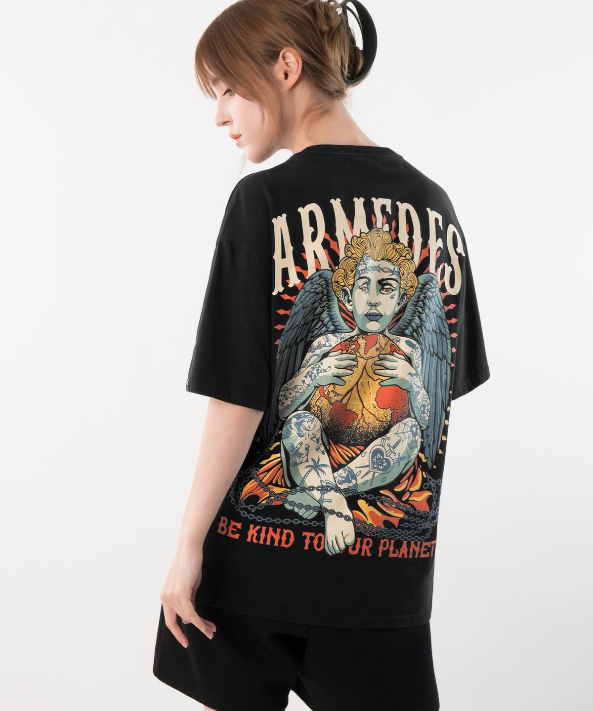 아르메데스(ARMEDES) 면 16수 오버핏 아트그래픽 반팔티셔츠 (1024)